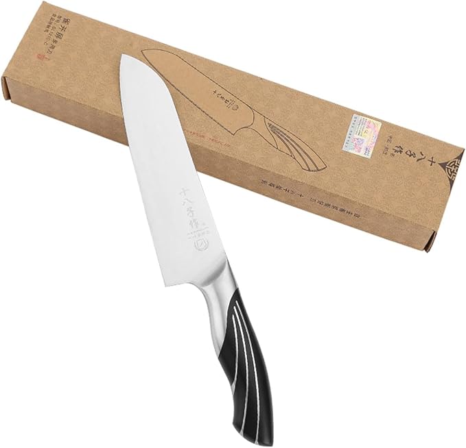 SHI BA ZI ZUO 6.5-inch Santoku knife Professional Chef's knife, kitchen knife stainless steel with cast steel handle