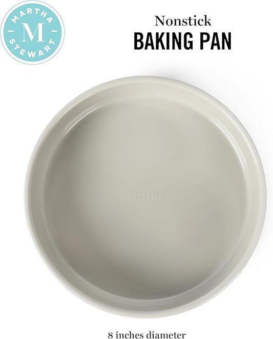 Martha Stewart Gallen 8 Inch Round Nonstick Carbon Steel Cake/Bake Pan - Cool Grey