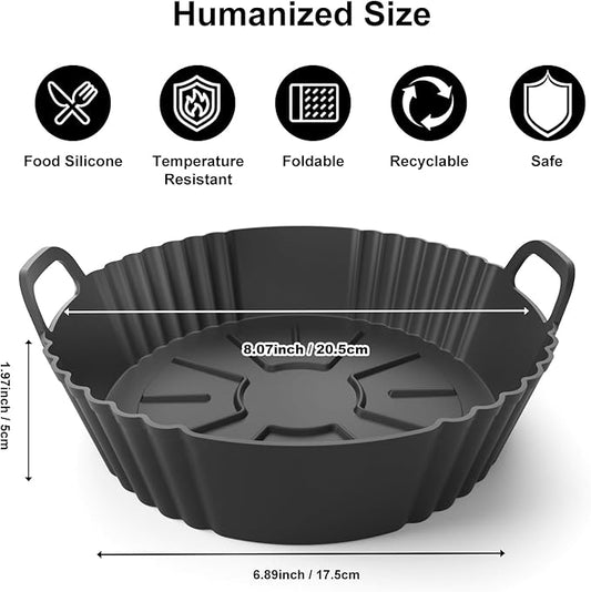 Round Silicone Air Fryer Liners 3Pack, Ninja AF101 & AF161 Silicone Liners for 4-5.3QT, Reusable Air Fryer Accessories Food Grade Liners, Compatible with Ninja, COSORI, Tefal, Bear, Chefman
