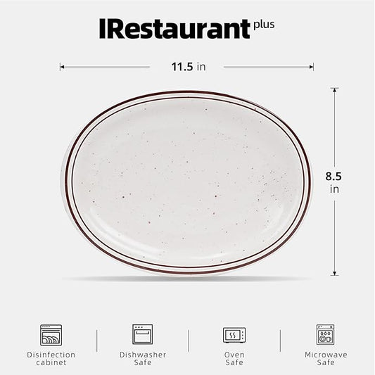 Stoneware Narrow Rim Commercial Grade Dinnerware (Brown Speckle, Platter 11.5" x 8.5")