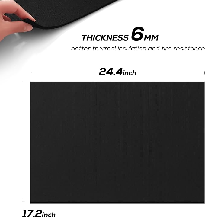FLASLD 18×24 inch Welding Blanket Fireproof Mat 5mm Heat Shield for Soldering Up To 1800°F Flame Retardant Fabric Carbon Felt for Brazing Stove Welders Plumbers
