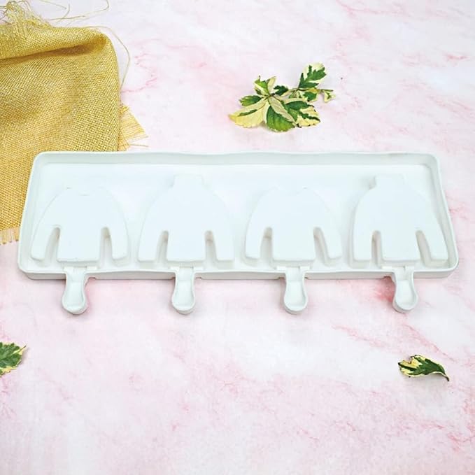 1 Pack Cute Sweater Shape Popsicle Molds Silicone Ice Pop Molds 4 Cavities Popsicle Molds for Kids Adults Ice Cream Mold Cakesicles Mould DIY Popsicle Maker Homemade Popsicle Silicone Molds Z