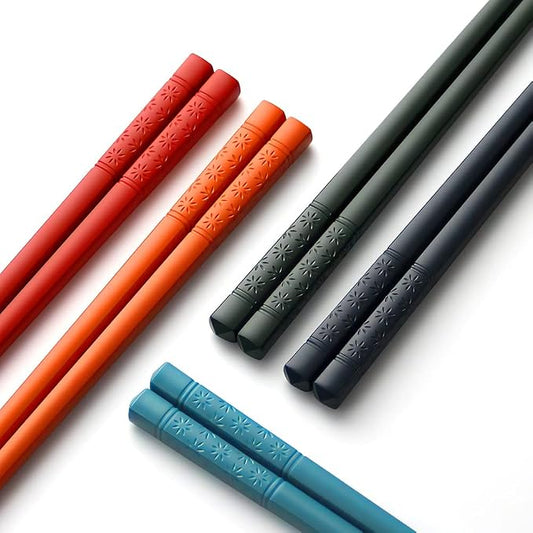 Chopsticks, YFWOOD 5 Pairs Fiberglass Chopsticks - Reusable Multicolor,Dishwasher Safe, Non-Slip,Japanese style-9.5 Inch