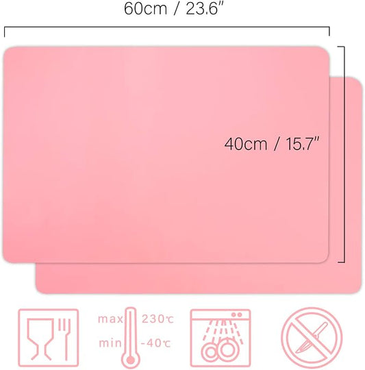 Gartful 23.6 x15.7 inch Resin Silicone Mats, X-Large Silicone Sheets for Jewelry Casting Molds, Nail Art, Acrylic Pouring, Nonstick Table Protector, Multipurpose Mat, Pink, Set of 2