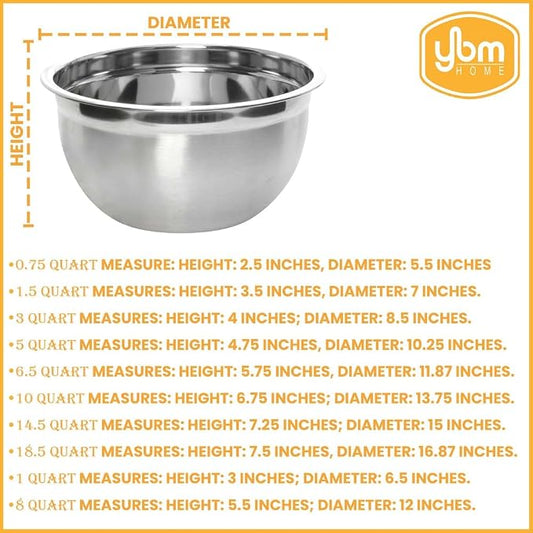 YBM HOME Heavy Duty Professional Stainless Steel Mixing Bowl – Commercial Grade Deep Prep & Serving Bowl for Baking, Cooking, Dough Mixing & Food Prep, Dishwasher Safe, 0.75 Quarts, Pack of 48
