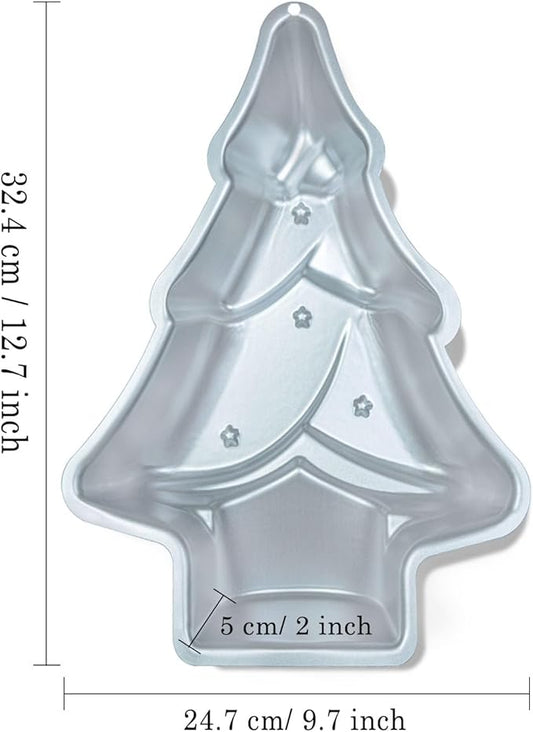 Christmas Tree cake pans set of 2,Christmas Tree Shaped cake pan,12 Inch Aluminum Christmas Tree Cake Tin,For Christmas Cake,silver