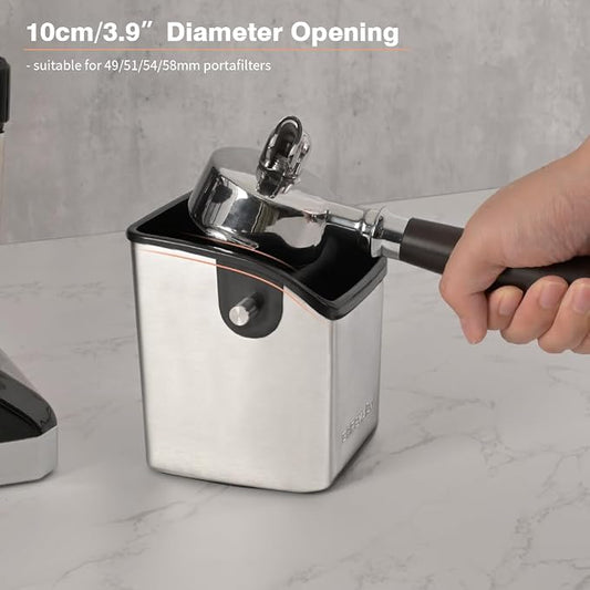 Espresso Puck Knock Box Accessories - Home Use Small Coffee Knock Box Stainless Steel Dump Bin Barista Tools for Espresso Machine Bar Coffee Grounds