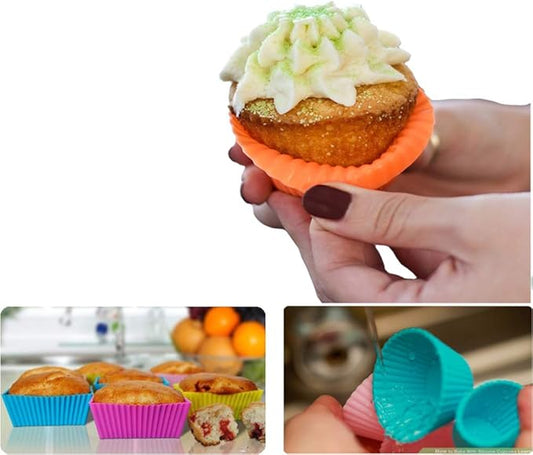 Silicone Cupcake Liners Baking Cups Non-Stick Jumbo Reusable Muffin Molds Bento Bundle Lunch Box Dividers (30-Pack)