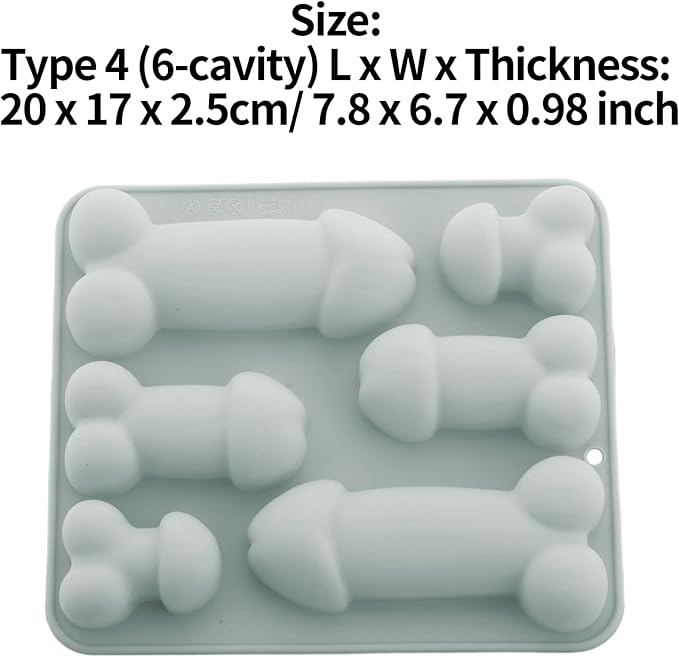 Prank Men Genital Ice Mold Trays Fun Shape Chocolate Baking Mold for Bachelor Bachelorette Party Blue A One Size