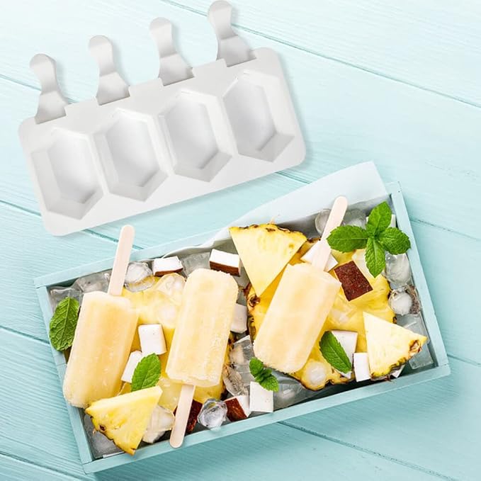 Popsicles Molds, Cake Pop Mold 4 Cavities Ice Pop Cakesicle Molds Silicone Ice Cream Mold, Silicone Popsicle Molds, Ice Pop Mold, Silicone Popsicles Molds for Kids, Reusable Popsicle Maker