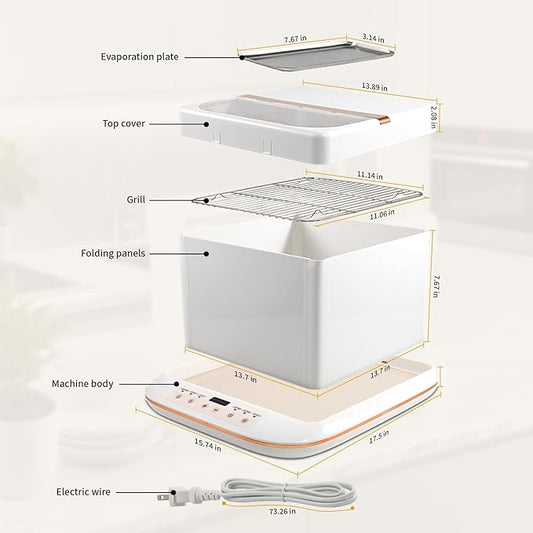 Folding Bread Proofing Box &Slow Cooker 0-120℃ Temp Control &10H Timer Designed for Home Baking Suitable for Bread Fermentation,Bread Baking,Pizza,Yogurt,Chocolate Tempering,Stews,Tea