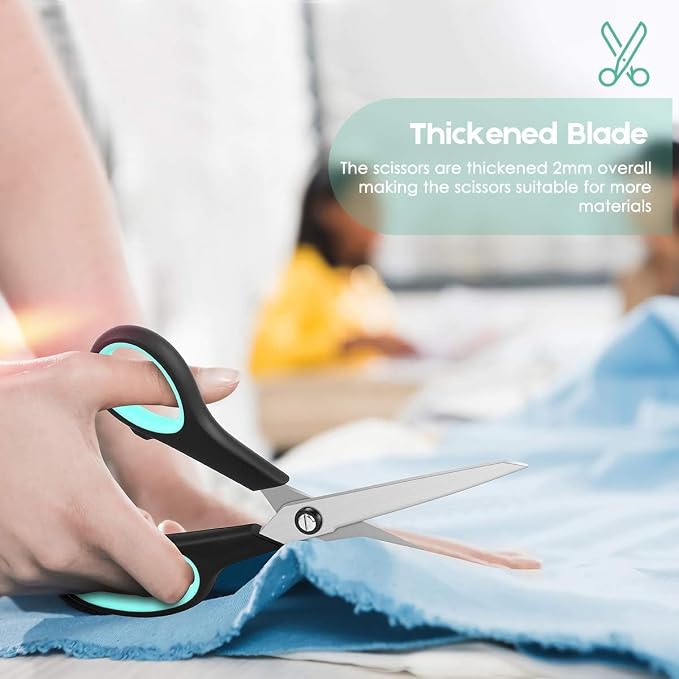 iBayam 8.5" Heavy Duty Scissors All Purpose for Office School Crafts Sewing | 3-Pack, Ultra-Sharp 2.5mm Stainless Blades, Comfort Grip Handles, Left & Right Handed – Teacher Desk & Classroom Must-Have