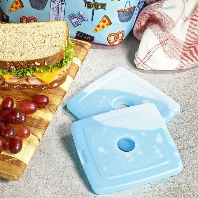 Cool Coolers by Fit + Fresh, 4 Pack Slim Ice Packs, Space Saving Reusable Ice Packs for Lunch Boxes or Coolers