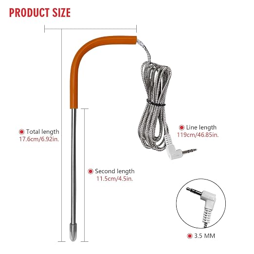2 PCS Meat Probe for Traeger Pellet Grill with Grommets & Clips, 3.5mm Plug | Compatible with Traeger, Waterproof Probe Tip, High Accuracy, Heat Resistance to 718 °F (380 °C), Plug & Play, Easy to Clean