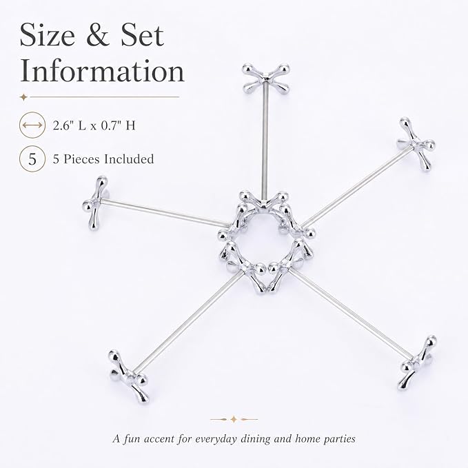 ChezMax Silver Zinc Alloy Flower Chopsticks Rest Spoons Stand Forks Knifes Holder Pack of 5