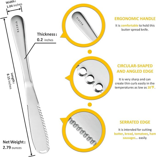Butter Spreader Knife for Cold Butter above 20℉, Butter Slicer, Butter Curler, Butter Grater, Butter Blade (1 knife)