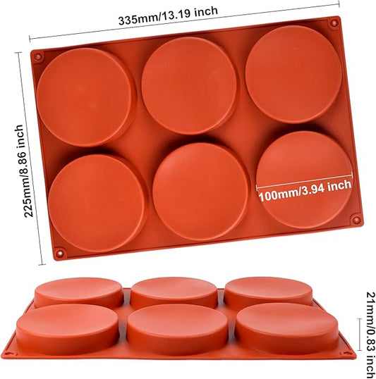 Silicone Muffin Top Pans 4 Inch Jumbo Egg Molds,3 Pack 6-Cavity Round Silicone Baking Mold for Whoopie Pie Pan,Hamburger Bun, Corn Bread, Candy, Egg bites, Muffin