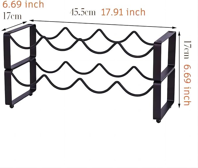 REDANT 2-Tier Stackable Wine Rack for Countertop - Metal Wine Bottle Holder, Small Wine Storage Organizer for Inside Cabinet, Kitchen, Bar, or Dining Room, Holds 8 Bottles, Bronze