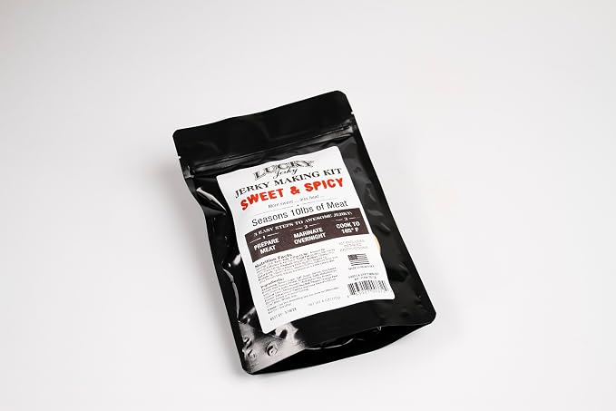 Lucky Jerky Sweet & Spicy DIY Beef Jerky Seasoning and Cure Kit, 6 Oz | Make Your Own Sweet & Spicy Beef Jerky at Home, Brown Sugar and Red Pepper Heat, Seasons 10 lbs of Meat