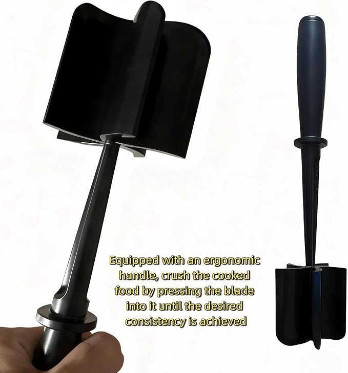 Meat Chopper, Hamburger Grinder, Premium Heat Resistant Masher for Ground Beef, Burger Grinder, Potato Masher, Nylon Potato Mix Tool, Safe, Non-Stick, Mix and Chop Kitchen Tool - Black