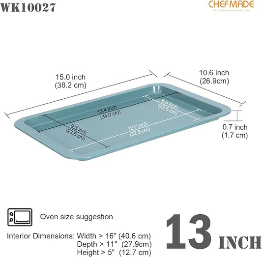 CHEFMADE Sheet Pan, Nonstick 13-Inch Rimmed Cookie Sheet for Baking, Baking Sheet Bakeware for Oven (Green)