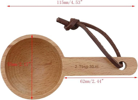 30ml Wood Measuring Spoon and Scoop Wooden Tablespoon 30ml Measuring Scoop 2 TBSP Retro Coffee Spoons for Dry Ingredients Ground Tea Spice (Wood Color, 2TBSP)