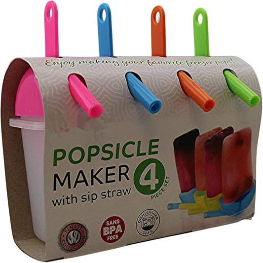 Ice Lolly Pop Mold Popsicle Maker with Straw Makes BPA Free Just Pop In The Freezer for a Healthy Snack (Pack of 2)