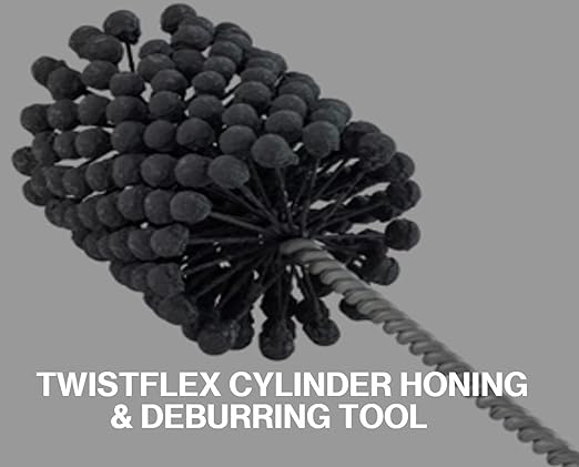 TwistFlex Cylinder Hone | 2" 240SC Flexible Cylinder Honing & Deburring Tool | 2" Bore Brush for Hole Diameters 1.87"- 2.02" | Silicon Carbide 240 Grit | 1/4" Shank | 8.66" Length