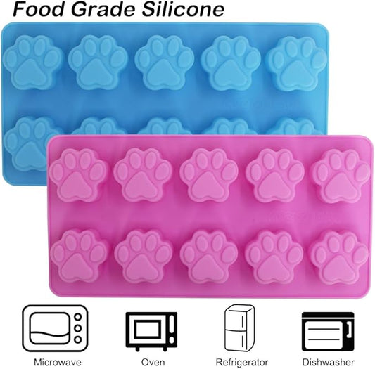 DaKuan 4-Pack Food Grade Silicone Paw Print Mold | Reusable Pet Ice Candy Chocolate Bakery Molds | Oven, Freezer & Dishwasher Safe