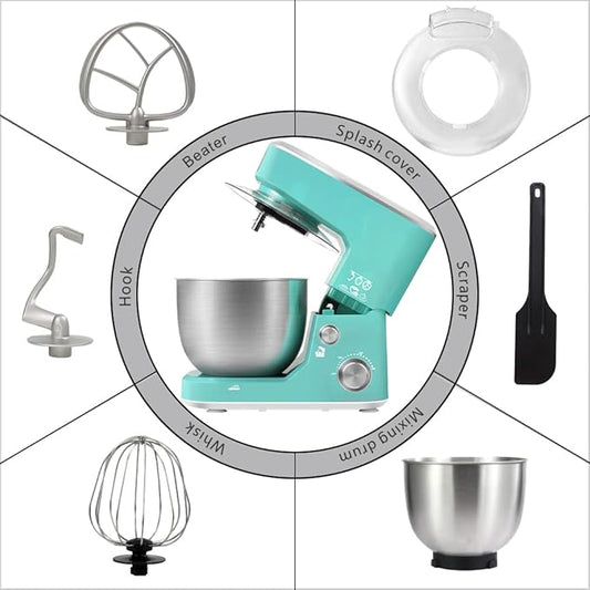 CUSIMAX Stand Mixer, 5-QT Stainless Steel Bowl Food Mixer, Tilt-Head Kitchen Electric Mixer with Dough Hook, Mixing Beater and Whisk, Splash Guard, Green