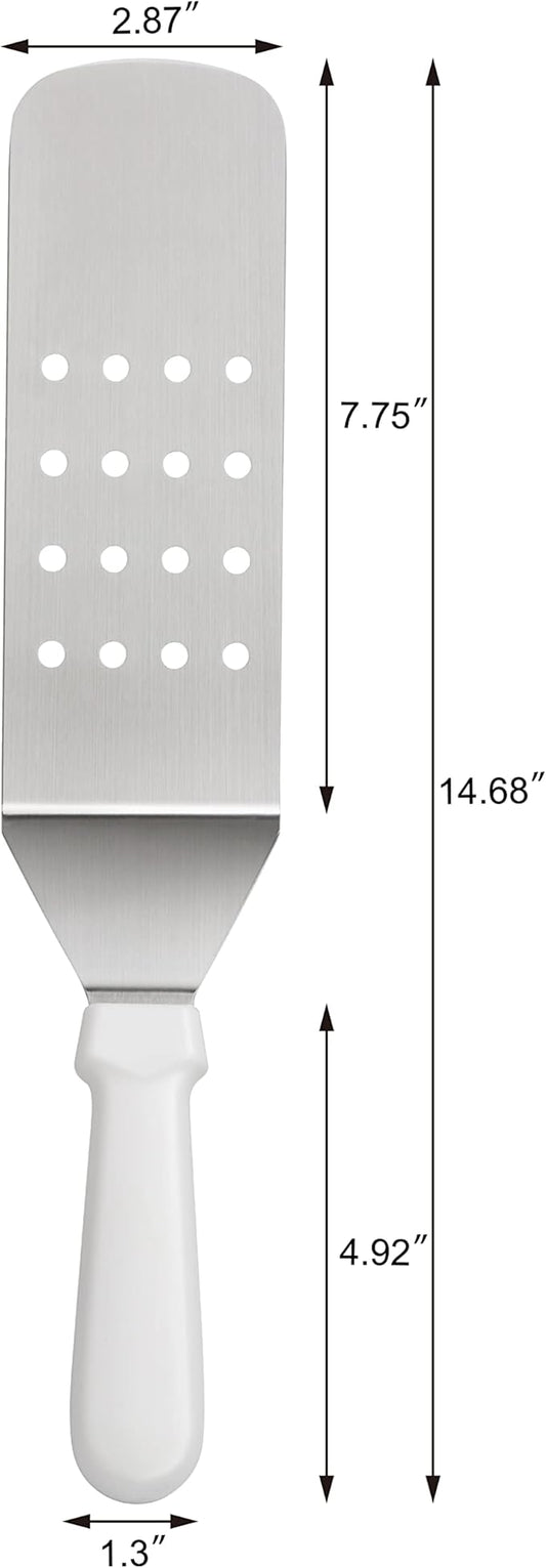 New Star Foodservice 36176 Plastic Handle Flexible Grill Turner/Spatula, 14.5-Inch, Perforated, White
