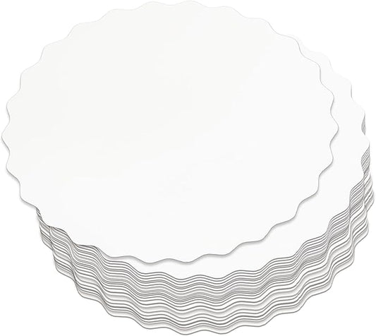 qiqee 13 Inch White Wave Cake Boards Round 15-Packs Circles Rounds Base Food-Grade Cardboard Wave Cake Plate(Thinner But Stronger)