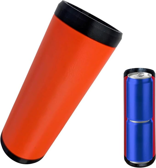 Beerzooka Double Tactical Reload Can Holder, Orange | Fits 2 Standard 12oz Cans, Made in USA, 3D-Printed Plastic, Black Rim Design, For Camping and Tailgating