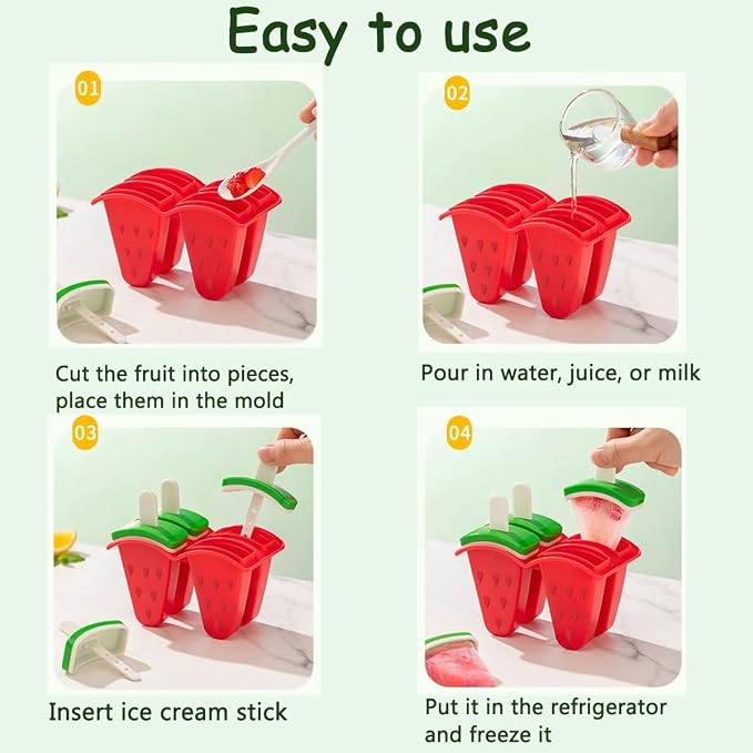 Watermelon Shape Popsicle Molds, Ice Pop Plastic Molds 6 Cavities, Ice Cream Pop Mold, Plastic Popsicles Molds, DIY Ice Pop Molds With Sticks