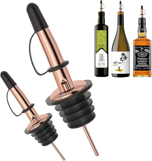 Pafusen 24 Pack Liquor Bottle Pourers, Liquor Pour Spout for Liquor Bottles, Stainless Steel Olive oil Dispenser Spout, Alcohol Pourer Dust Caps Covers Fixed, Rose Gold