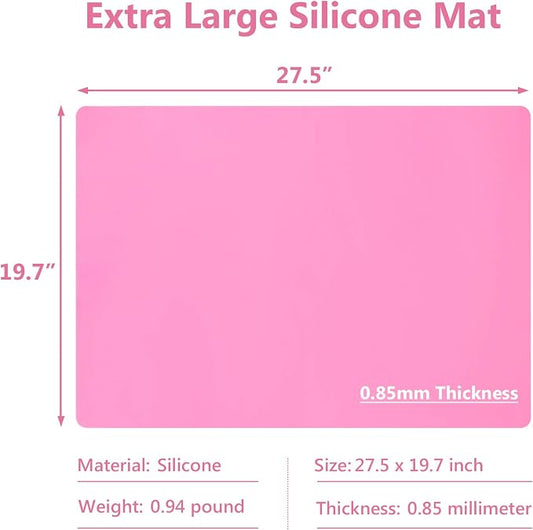 Extra Large Silicone Mats for Countertop, 28" by 20" Multipurpose Mat, Counter Table Protector, Desk Saver Pad, Placemat Nonstick Nonskid Heat-Resistant Pad, Pink