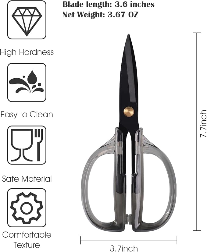 Kitchen Shears Scissors&Sharp Scissors, ARCHIKING 7.7inch Black Titanium Plated Scissor-Meat and Poultry Shears, Dishwasher Safe, Acrylic Handel All Purpose Stainless Steel Utility Scissor Black