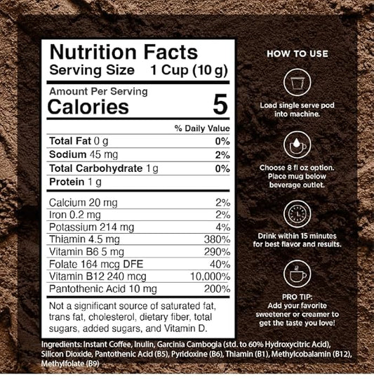 VitaCup Slim Instant Coffee Packets, with Garcinia, Fiber, B Vitamins, Bold & Smooth, Medium Dark Roast, 100% Arabica Coffee in Single Serve Sticks, 10 Ct
