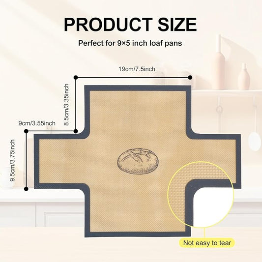 2 Pcs Thickened Silicone Bread loaf pan liners for baking bread 9x5,Silicone Baking Mat for 9x5 Inch Loaf Pan, Nonstick & Reusable, Easy to Clean, High-Temp Resistant (Black and Gray)