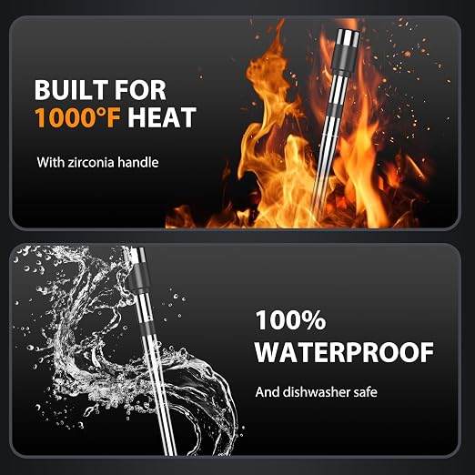 Smart Bluetooth Wireless Meat Thermometer with 2 Thin Probes | Standalone Display Base, Backlit LCD display, Certified Accuracy ±0.5°F, BBQ Smoker Grill Oven, Brisket Steak Turkey Pork