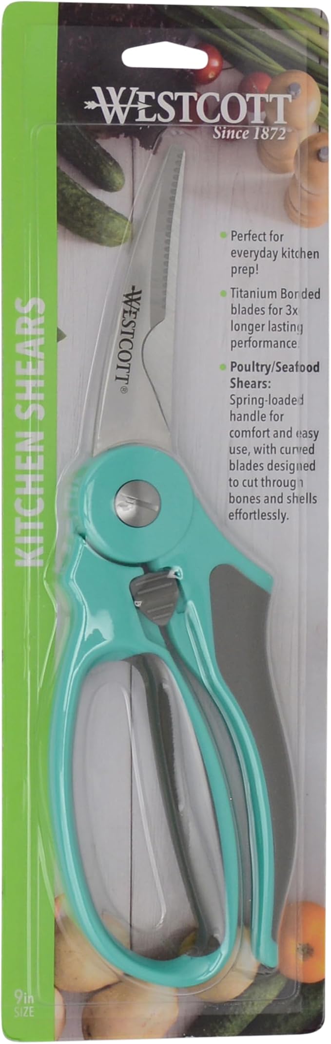 Westcott 9-Inch Titanium-Bonded Kitchen Shears - Soft Handle Spring-Assist Scissors for a Variety of Kitchen Tasks, Ideal for Poultry, Vegetables, and More