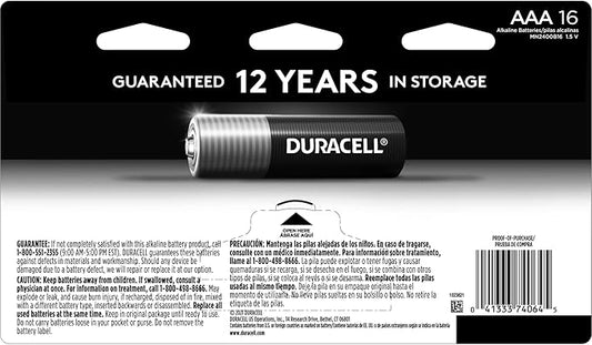 Duracell Coppertop AAA Batteries with Power Boost Ingredients, 16 Count Pack Triple A Battery with Long-lasting Power, Alkaline AAA Battery for Household and Office Devices