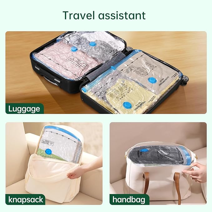 Compression Bags for Travel & Space Saver - Vacuum Seal Bags for Clothing & Luggage (14 Combo Pack)