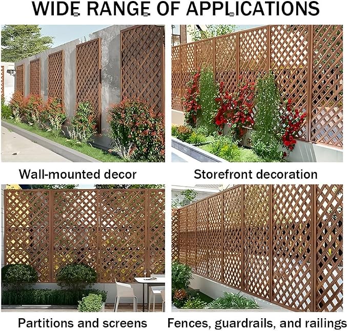 Zfmnoyev Outside Wooden Decorative Fences, Courtyard Edge Fence Board, Decorative Garden Trellis for Climbing Plants, Standing Decorative Privacy Fence Panels for Deck Patio Balcony(60x150cm)