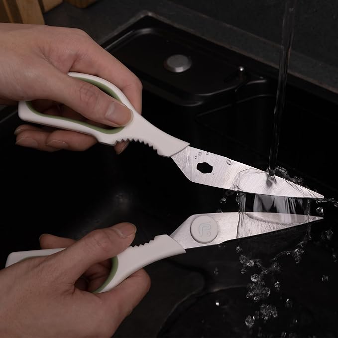 Kitchen Scissors All Purpose Kitchen Shears with Magnetic Holder, Soft Grip Handle Cooking Scissors Dishwasher Safe with Come Apart Blade Heavy Duty Scissors for Meat, Vegetable, Herb, White