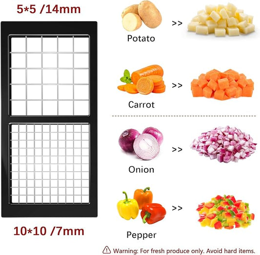 Vegetable Chopper, Onion Chopper Dicer, Mandoline Slicer, Food Chopper with Container, Vegetable Cutter for Salad Potato Carrot Garlic(2 Blades, Black)