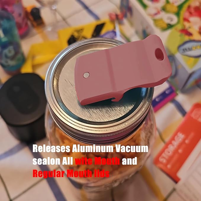 Mason Jar Opener and Canning Tool, Compatible with Mason Jar Lids, Releases Vacuum Seal on Wide Mouth and Regular Mouth, Magnetic Lid Lifter for Canning, Pickling (chocolate color))