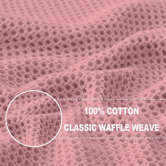 Homaxy 100% Cotton Waffle Weave Kitchen Dish Cloths, Ultra Soft Absorbent Quick Drying Dish Towels, 12 x 12 Inches, 12-Pack, Dried Rose