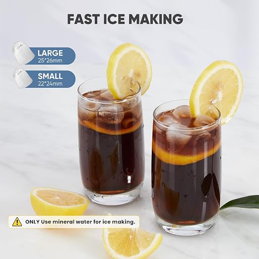 DUMOS Countertop Ice Maker with Handle, 26lbs/24H Portable Ice Machine, 9 Bullet Cubes Ready in 6 Mins, Self-Cleaning, Quiet Compact for Home, Kitchen, RV, Camping, Bright Green