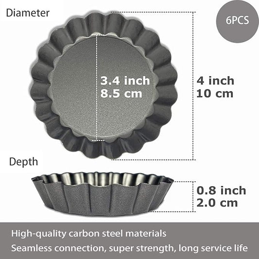 Tart Pans 4 Inch with Removable Bottom Fluted Pie Tart Pans, Round Non-Stick Pan Quiche Pan, for Baking Pizza Mousse Cakes, Christmas Dessert